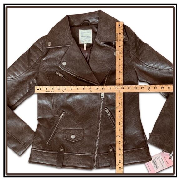 NWT Avec Les Filles Faux Leather Quilted Moto Biker Jacket - Picture 7 of 16